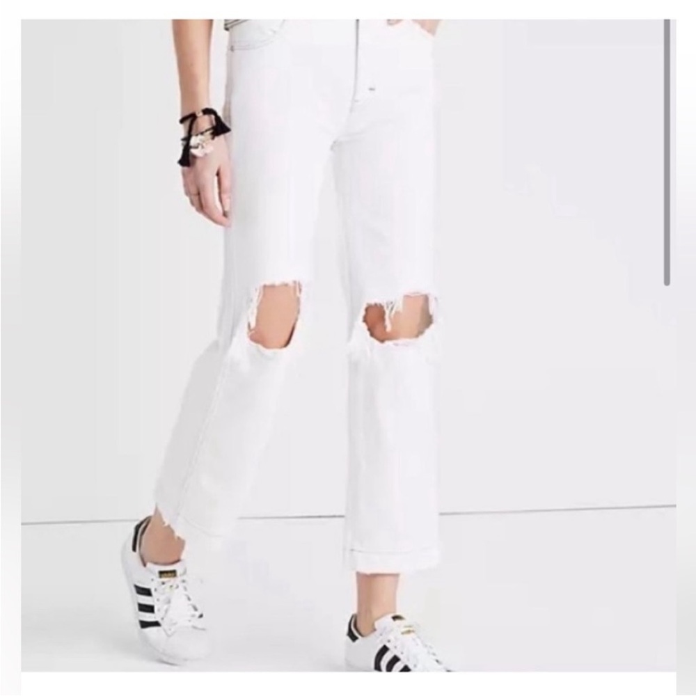 Madewell x Where I Was From White Cotton Ripped Distressed Denim Jeans [Size 25]
